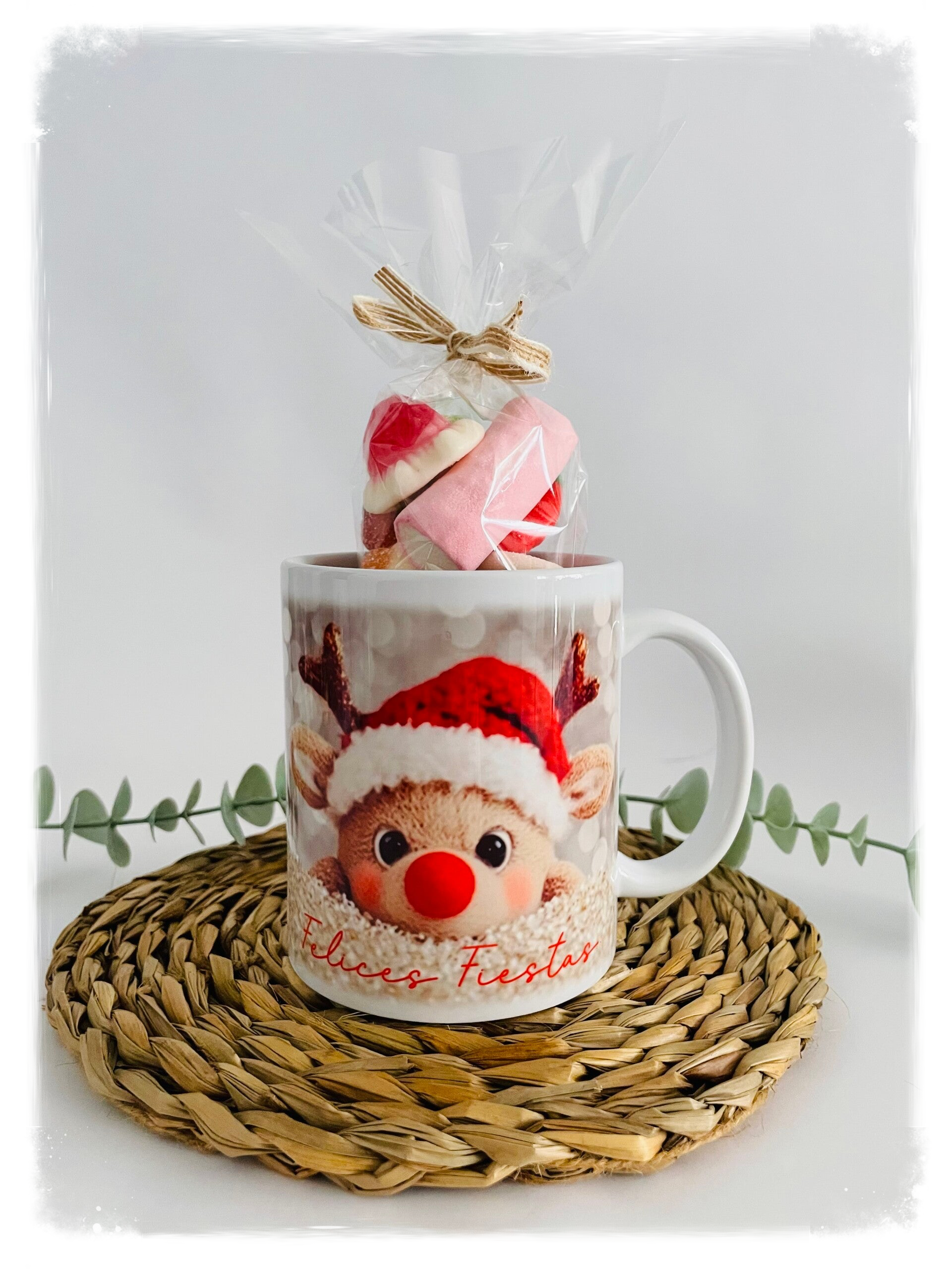 TAZA RENO PELUCHE rellena