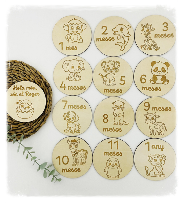 PLACAS CUMPLEMES MADERA ANIMALES