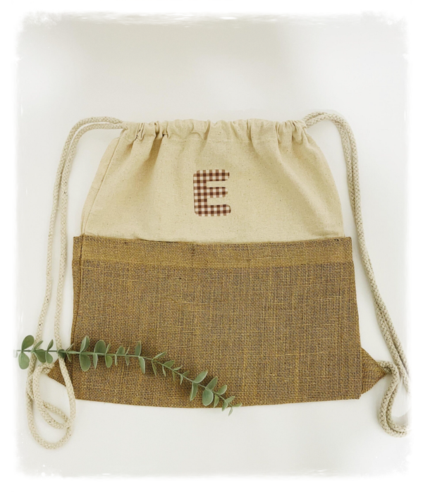 MOCHILA CUERDAS YUTE VICHY NATURE