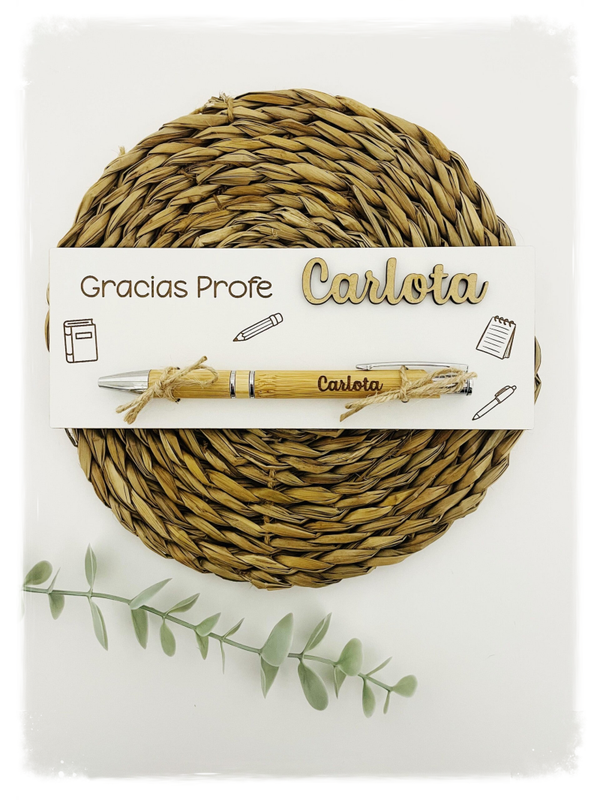 BOLÍGRAFO CON BASE DE MADERA PROFE