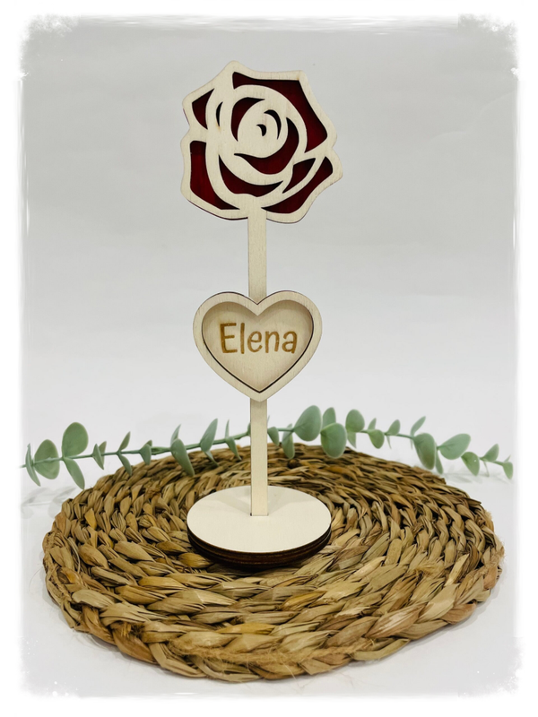 ROSA DE MADERA CORAZÓN NOMBRE