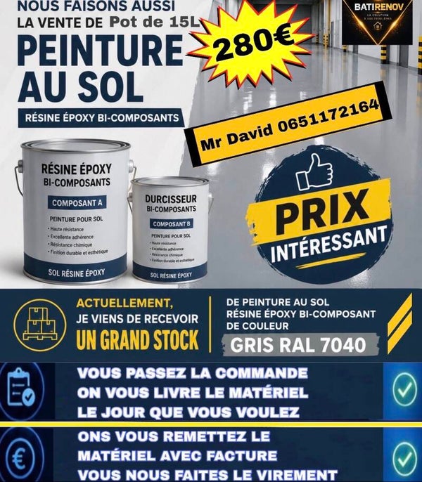 Peinture au Sol Résine Époxy, bi-composant