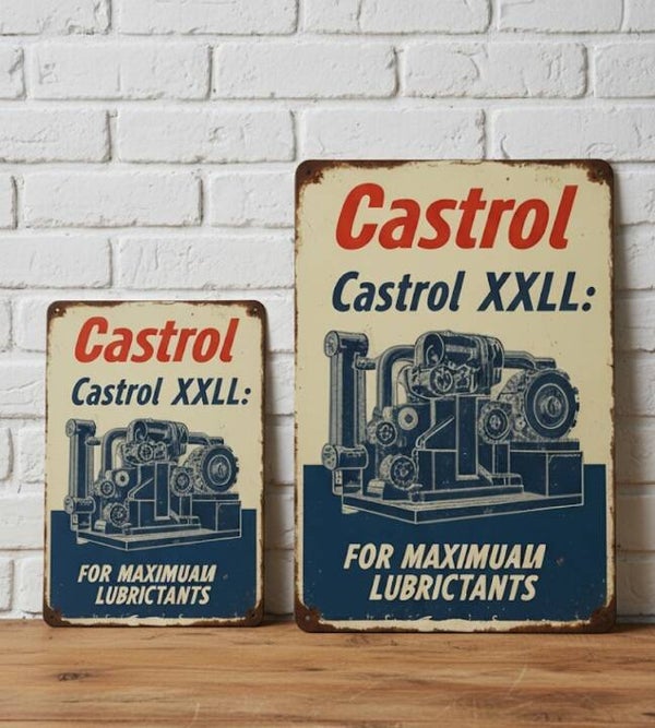 Castrol XXLL Metalen Bord - Vintage Industriële Machine Retro Plaat