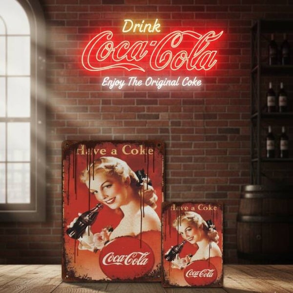 Coca-Cola Metalen Bord - Pin-Up Have a Coke Illustratie