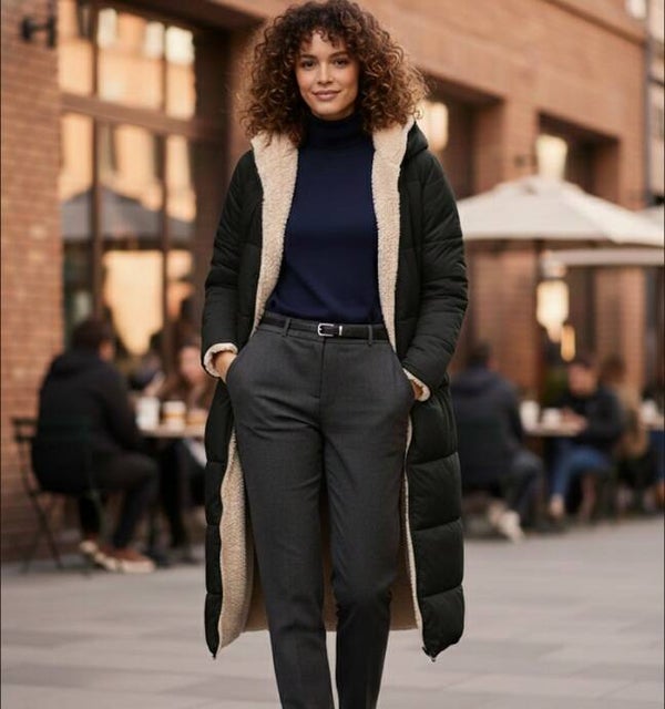 Lange Dames Winterjas Teddy Voering