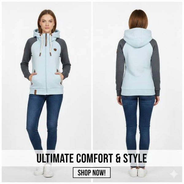 Dames Colour-Block Winter Hoodie met Rits