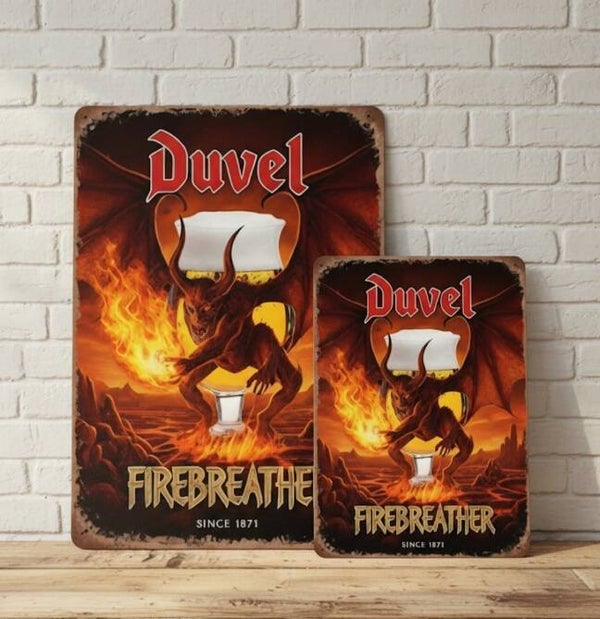 Duvel Firebreather Metalen Wandbord Kopen - Vlammen Art Print