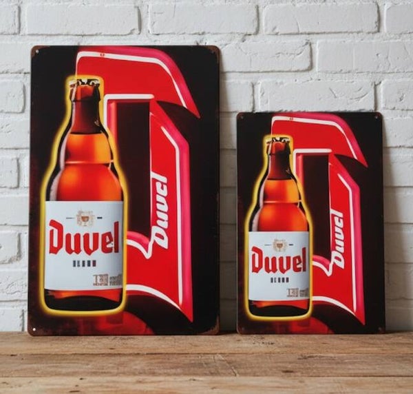 ​Duvel Classic Metalen Bord - Rood 'D' Logo Design