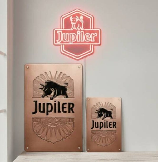 ​Jupiler Metalen Bord - Luxe Koper Reliëf
