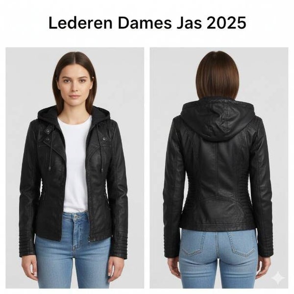 Dames (Imitatie)Leren Jack met Capuchon | 2025 Collectie