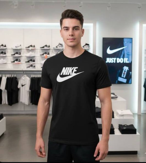 Nike Sportswear T-Shirt Heren (Zwart/Wit Logo)