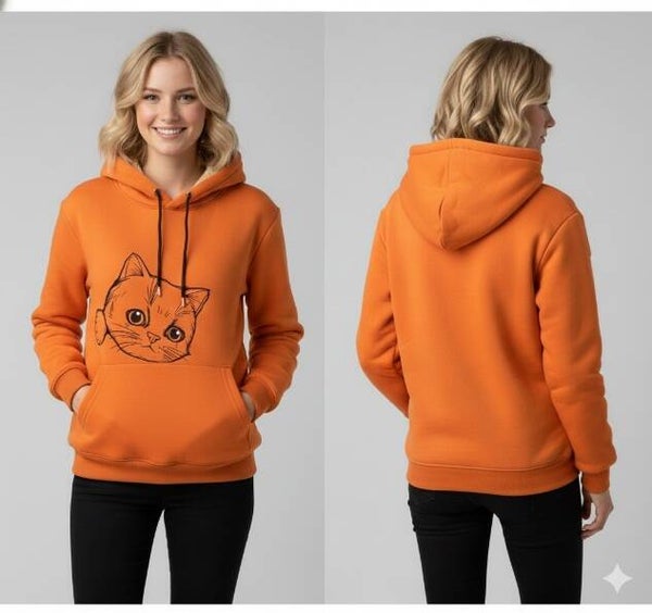 Dames Sherpa Hoodie Kattenprint