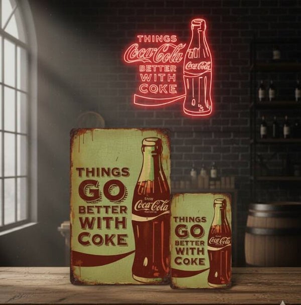 Coca-Cola Metalen Bord Groene Achtergrond