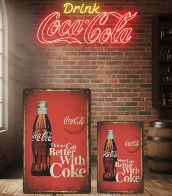 Coca-Cola Metalen Bord - Things Go Better With Coke (Fles)