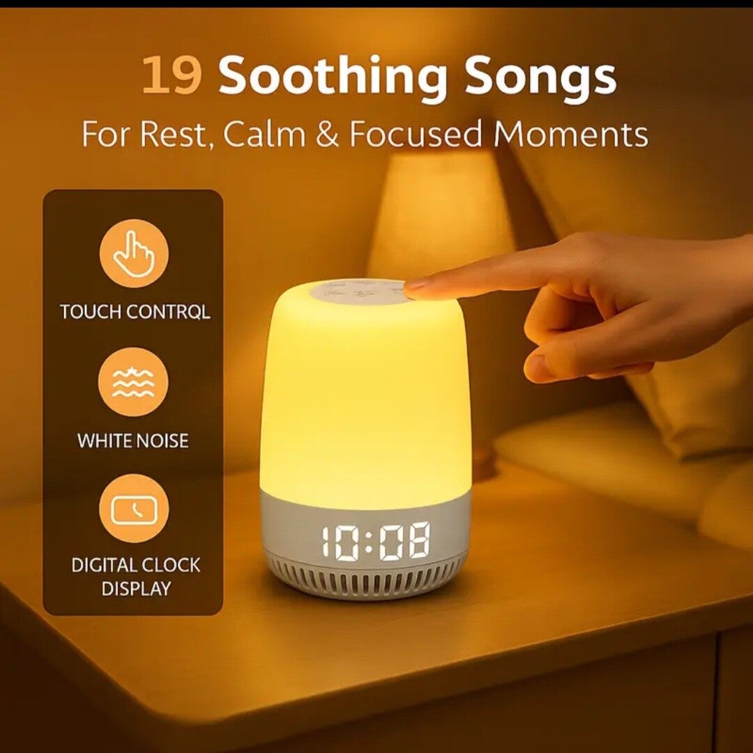 Slaapwekker & Nachtlamp met 19 Rustgevende Geluiden