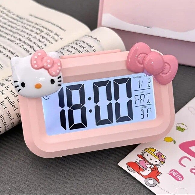 Hello Kitty Digitale Wekker met Strik en LED Display