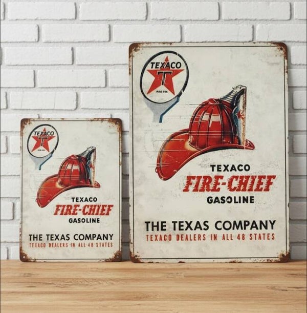 Texaco Fire-Chief Benzine Metalen Bord - Retro