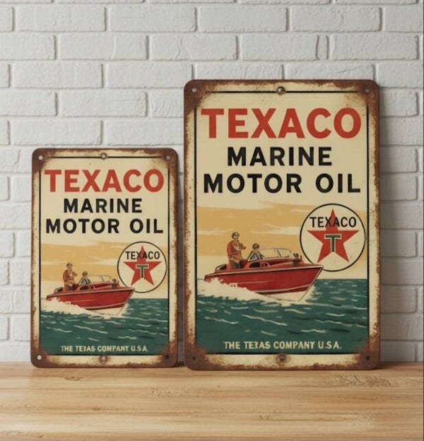 Texaco Marine Motor Oil Metalen Bord - Speedboot