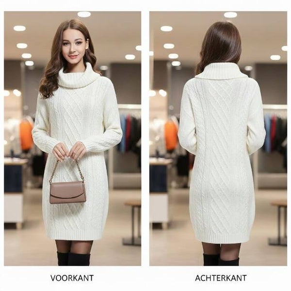 Dames Kabel Gebreide Coltrui Jurk