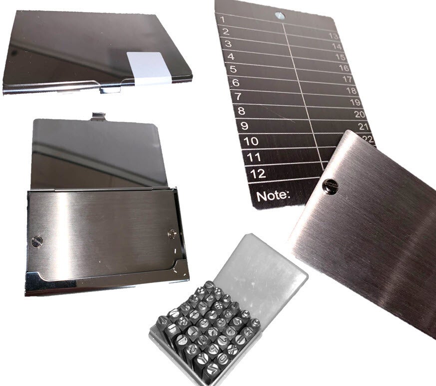 Set Krypto Stahl Wallet mit Stanzbuchstaben