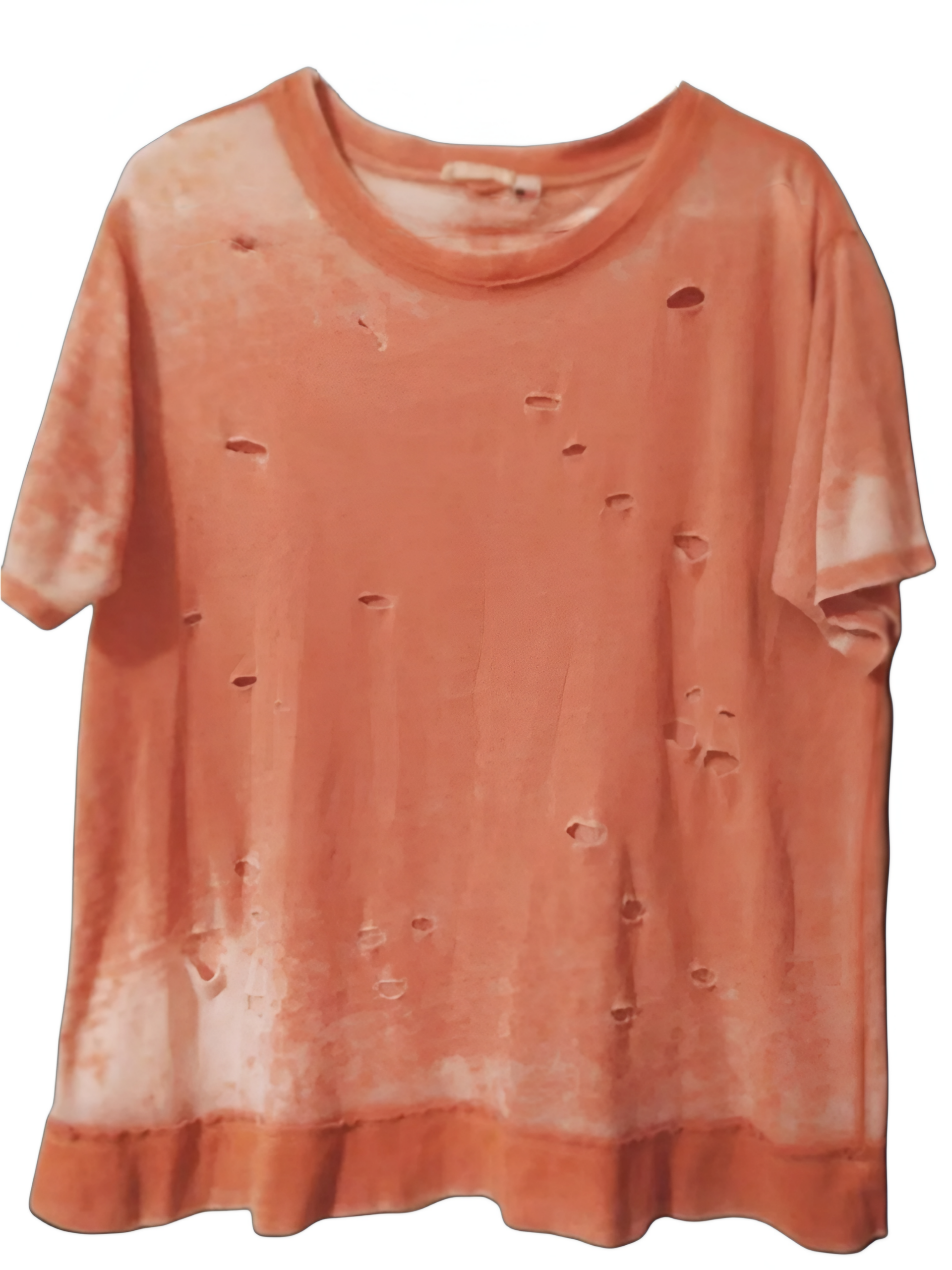 Distressed, Peach, Lightweight Shirt. Size Large.