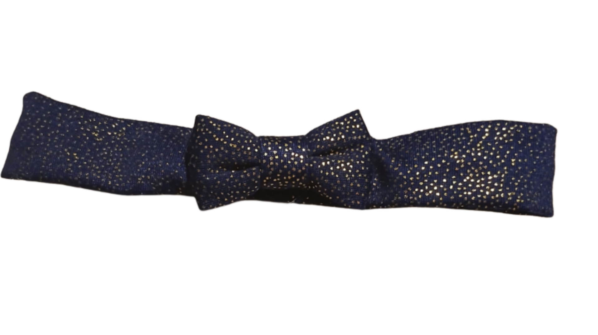 Cloth Headband with Bow. Dark Blue with Gold. 14" Diameter