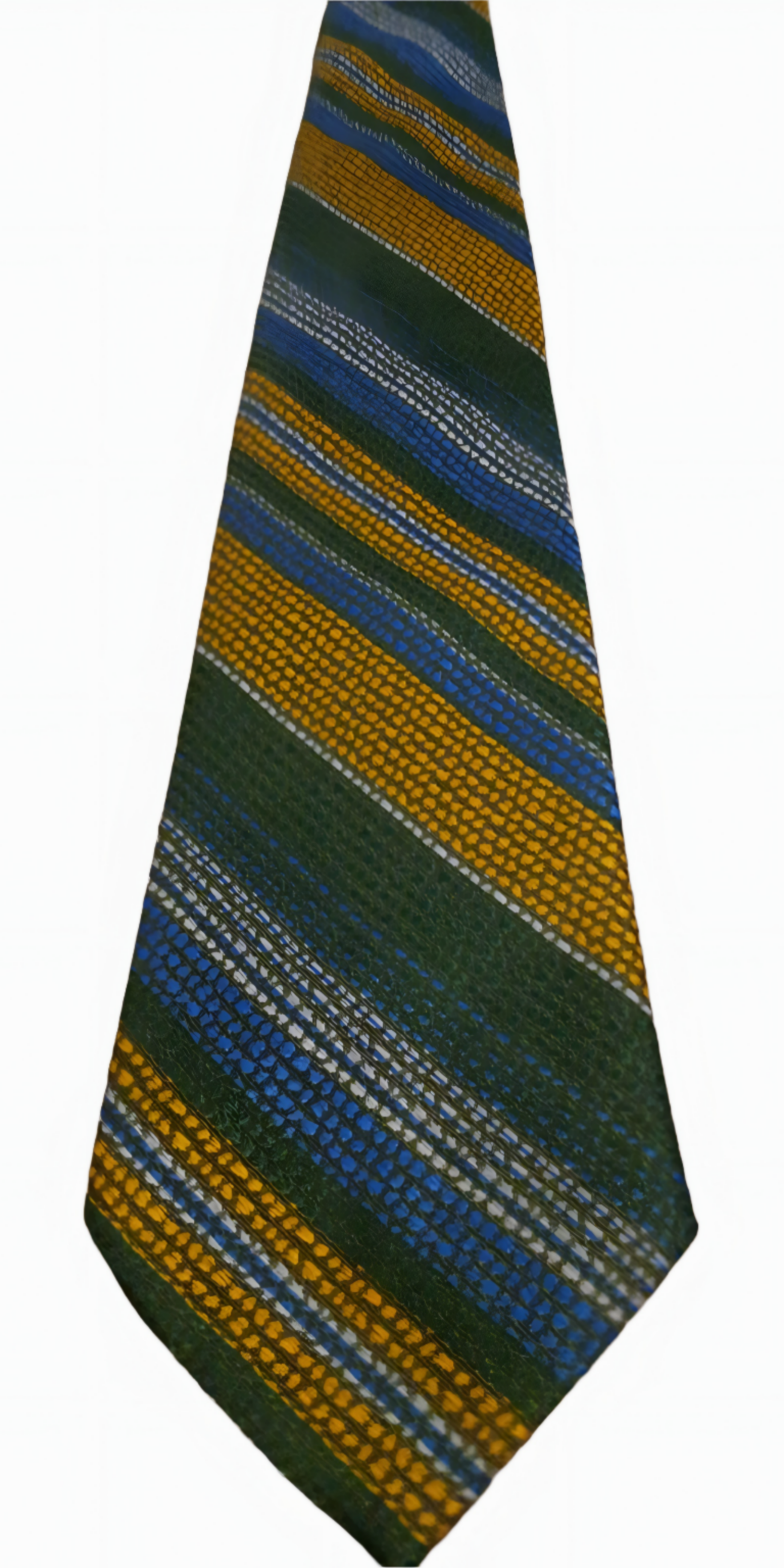Vintage Tie (WEMBLEY) Green, Mustard Yellow, Blue and White.