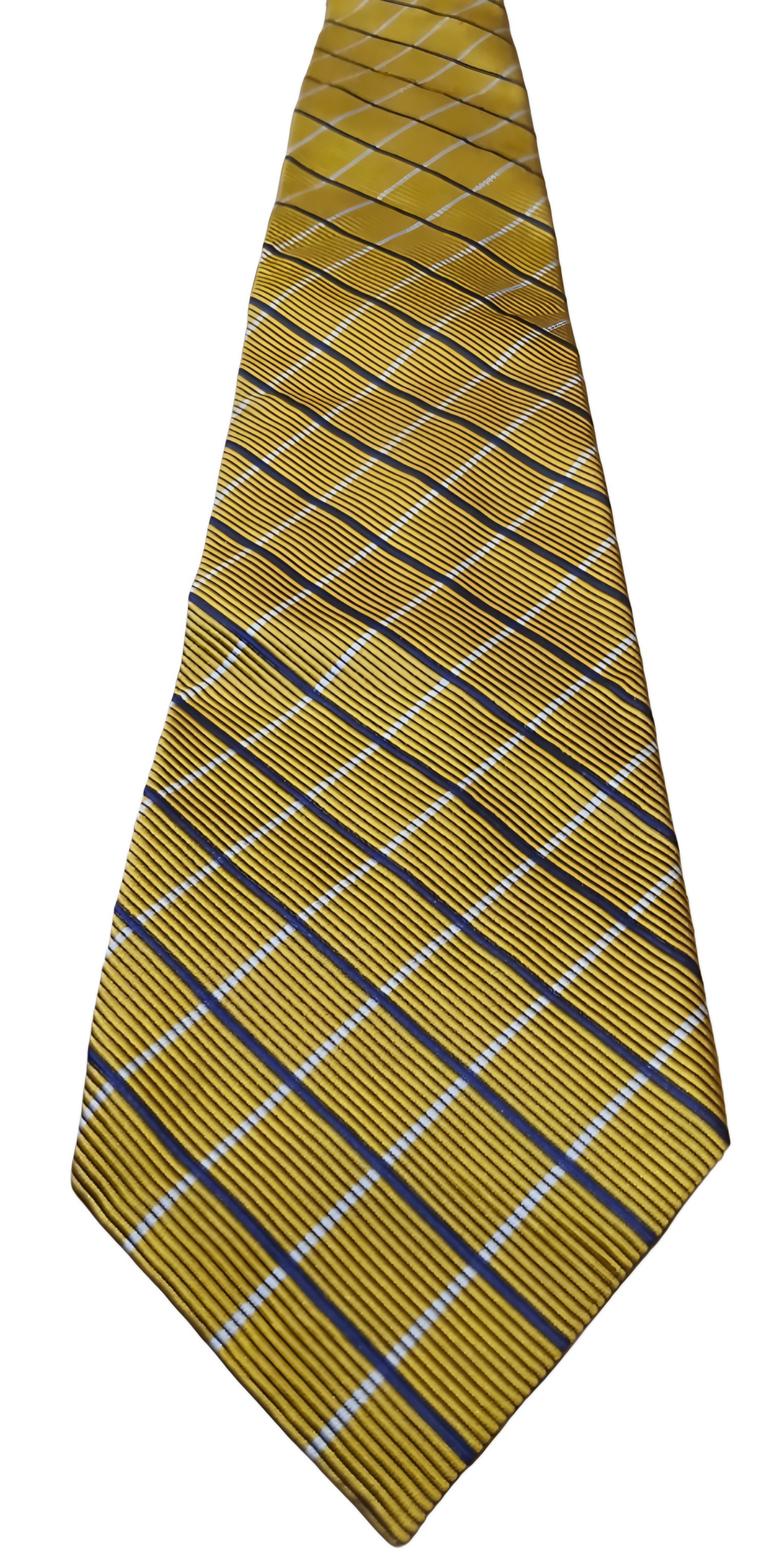 Vintage Tie (RALPH LAUREN) Yellow/Gold Blue and White. 65% Silk/35% Cotton.