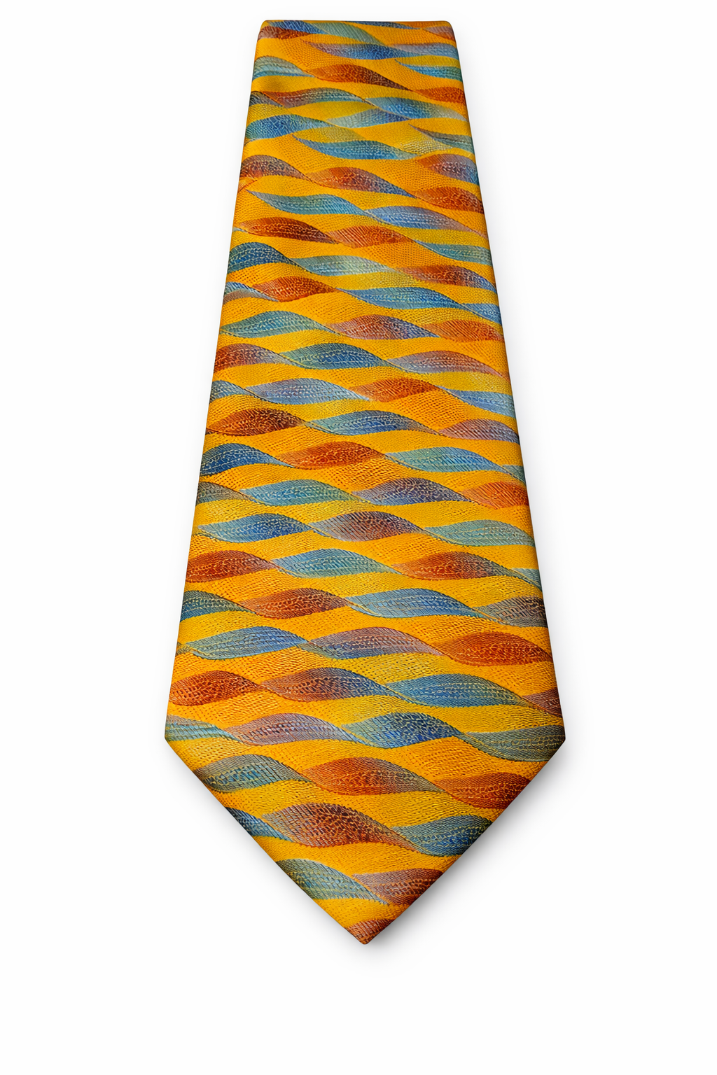 Vintage 1960s Golden Clasp Mod Wave Tie | Polyester | Patented Built-In Tie Clip