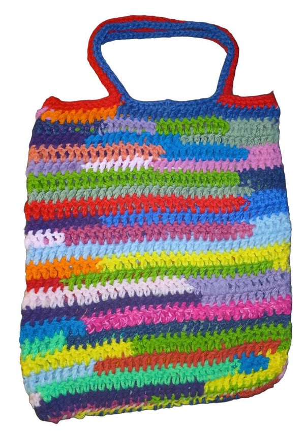 One Of A Kind Multi-colored Crochet Purse. Strap 6", Depth 12.5", Width 11".