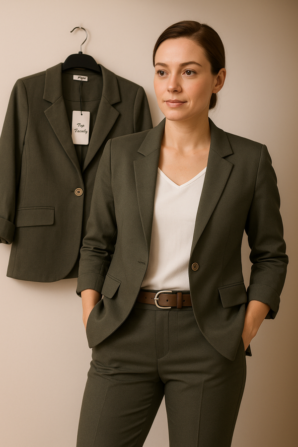 Trendy Olive blazer Set
