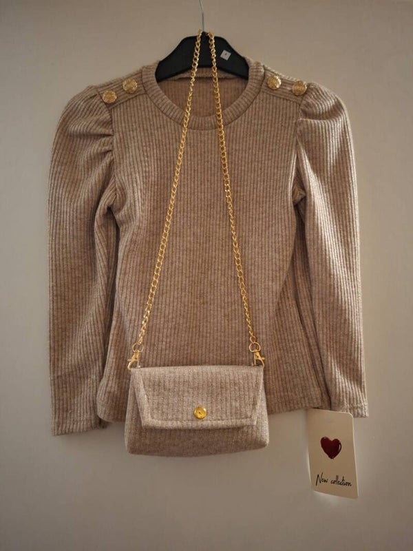 2 delig taupe meisjes set.