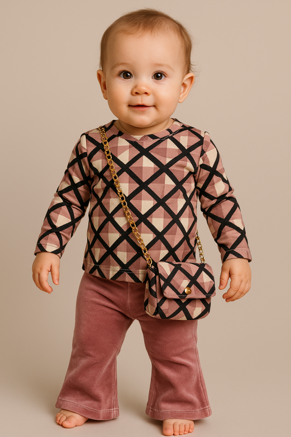 Velvet- roze meisjes set
