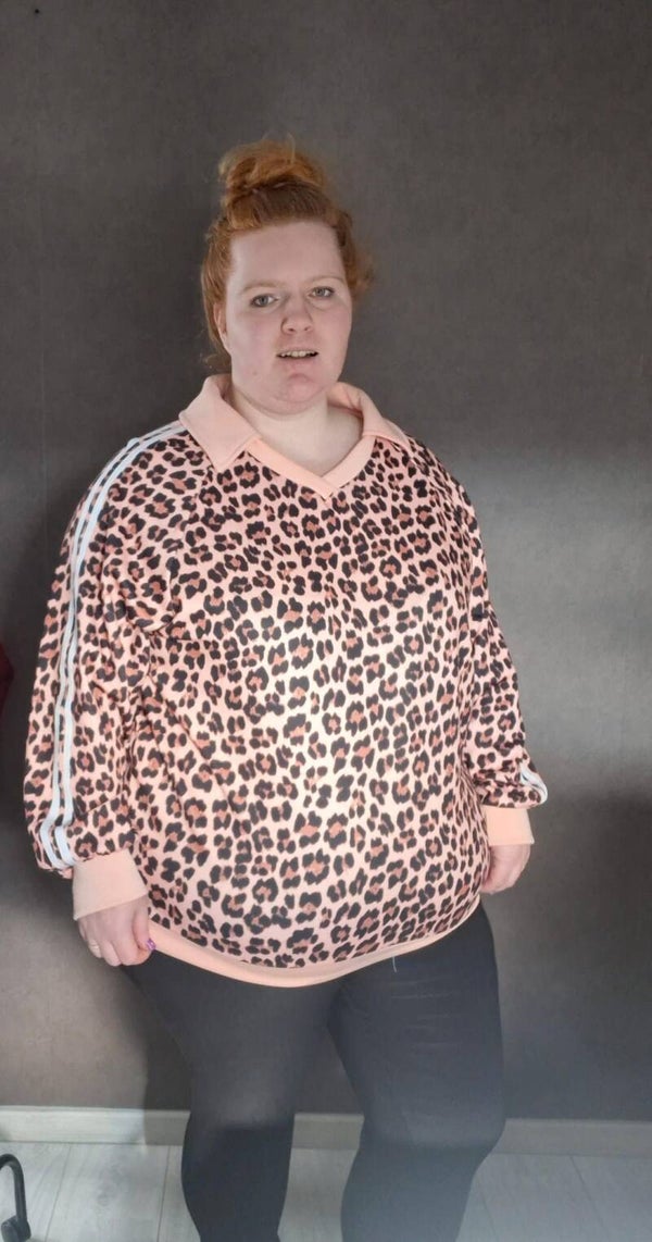 Panter print trui zalm