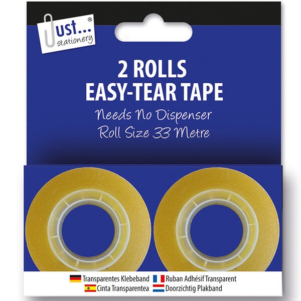 JUST STATIONERY Easy-Tear Tape 33m 2 Pack