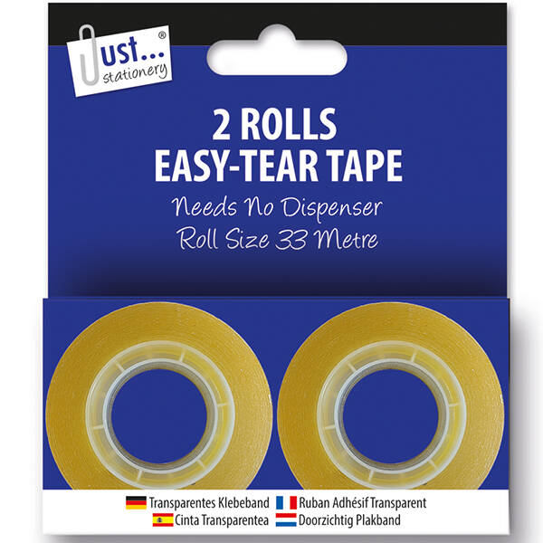 JUST STATIONERY Easy-Tear Tape 33m 2 Pack
