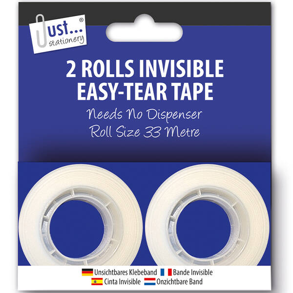 JUST STATIONERY Invisible Easy-Tear Tape 33m 2 Pack