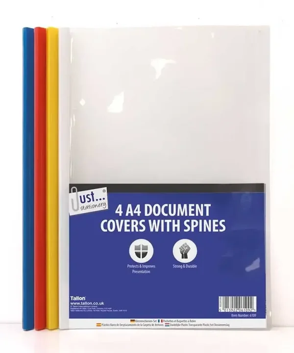 JUST STATIONERY  A4 Document Covers 4 Assorted Colours