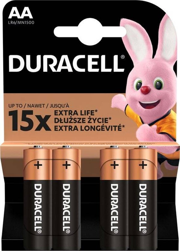 4 x Duracell AA 15x extra life HOME
