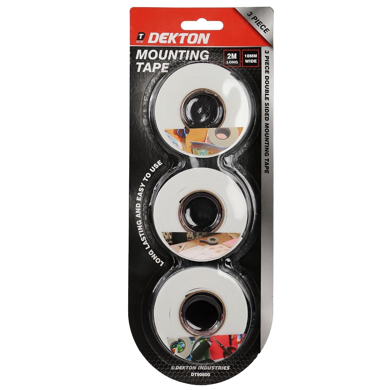 Dekton 3 Piece 2m Double-Sided Mounting Tape DIY