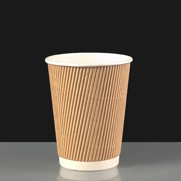 8oz Kraft Insulated Ripple Hot Drink Paper Coffee Cup (Pack Size 25) Catering