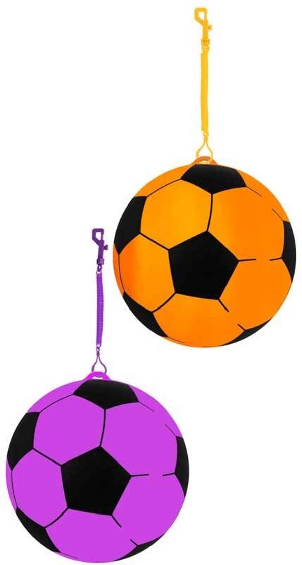 BALL PVC 23CM 80G FOOTBALL W/HOOK 5 NEON ASSORTED INC SPIRAL