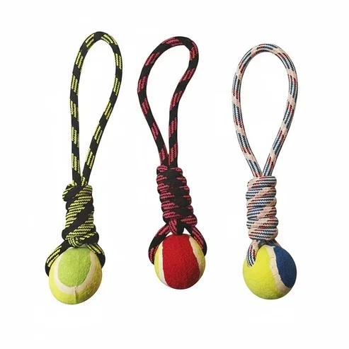 Kingdom Pet Knotted Rope & Tennis Ball Dog Toy 35cm PETS