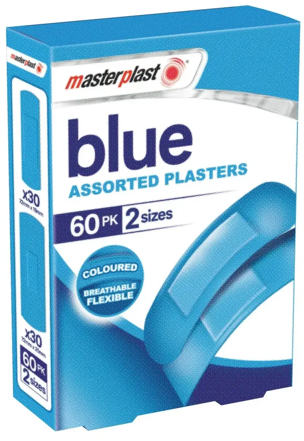 Masterplast Blue Plasters Assorted 60 Pack
