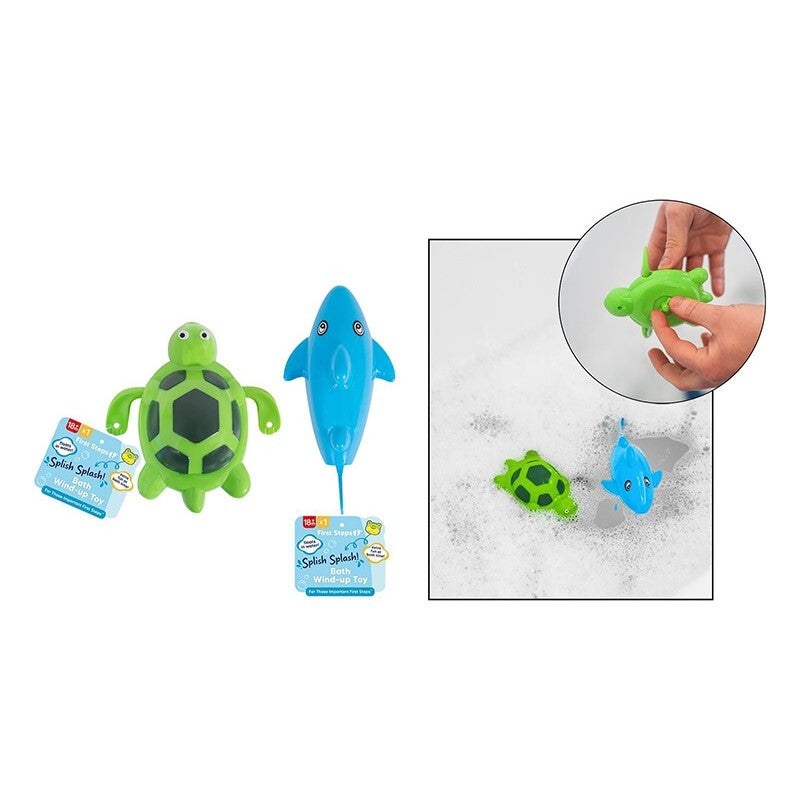 First Steps Assorted Turtle or Shark Wind-Up Bath TOYS