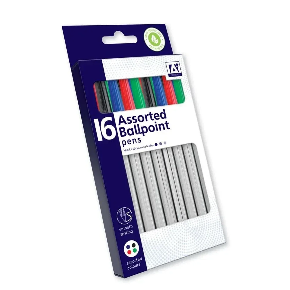 Ballpoint Pens Assorted Colours 16 Pack OFFICE