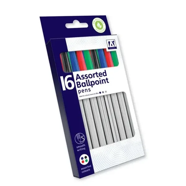 Ballpoint Pens Assorted Colours 16 Pack OFFICE