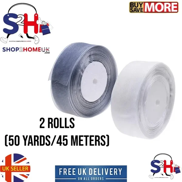 2 Rolls (50 Yards/45 Meters) DIY, Arts, Crafts Bows, Wreaths, Weddings 4 cm
