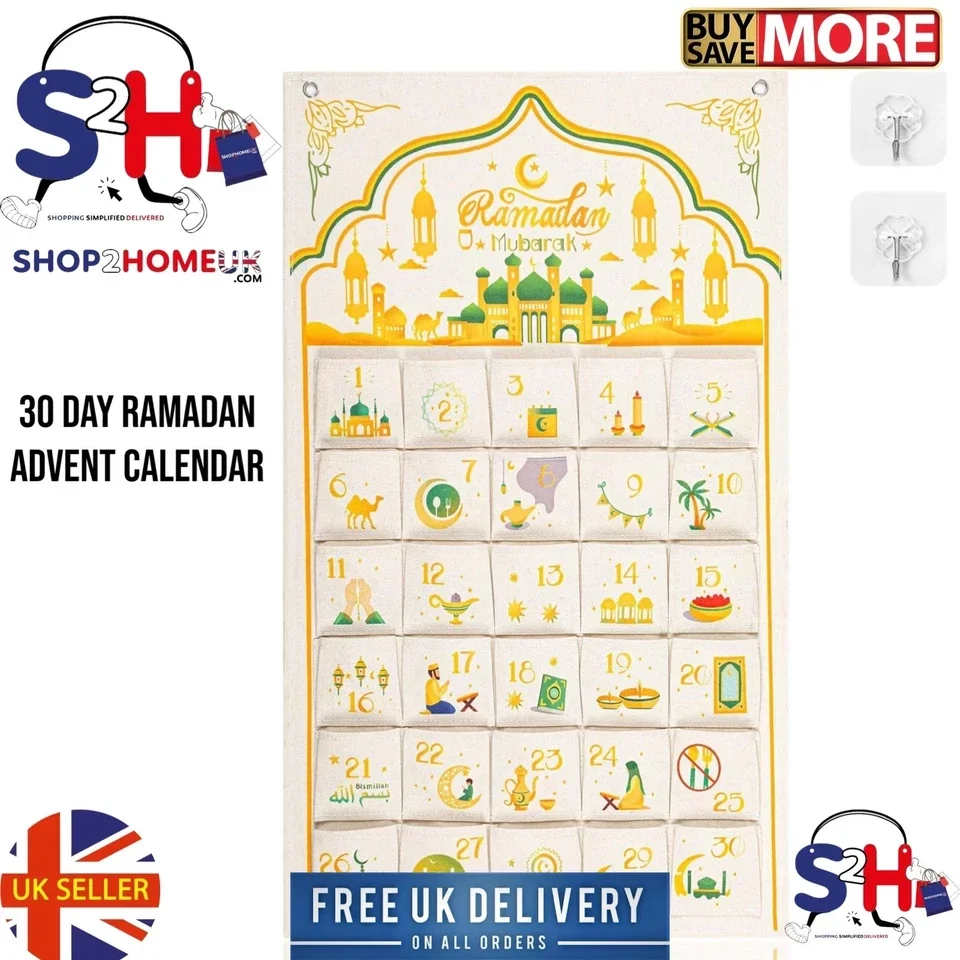 30 Advent Calendar for Filling Made of Fabric, Ramadan Advent Calendar