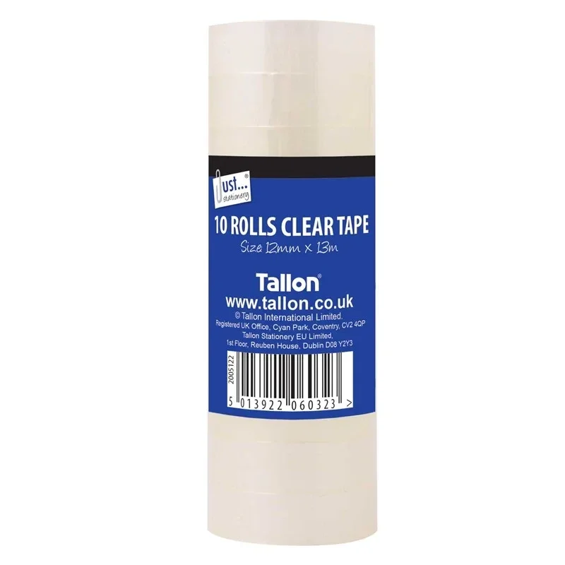 JUST STATIONERY 40 Microns Mini Clear Tape 12mm X 13m 10 Pack